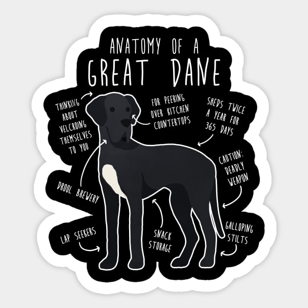 Black Great Dane Dog Anatomy Sticker by Psitta